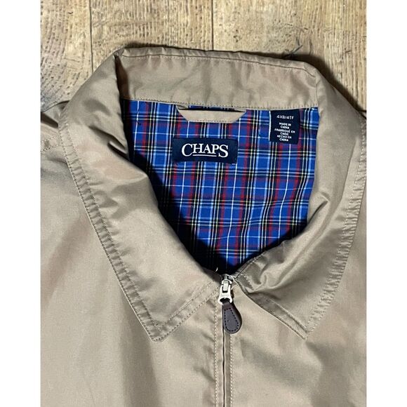 Chaps Men’s 4XB Tan Harrington Golf Jacket Plaid Lined Zip Front - Picture 4 of 10